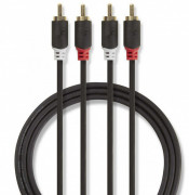 Stereo ljudkabel 2xRCA-2xRCA hanar 1m
