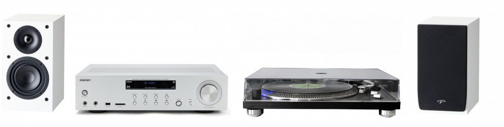 Aiwa Stereo Paket Bluetooth Reciver med Vinyl spelare Silver med vit Högtalare - vinylspelare svart