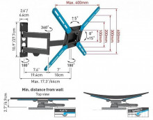 Barkan Tv-Väggfäste Vit lång-arm max 65"