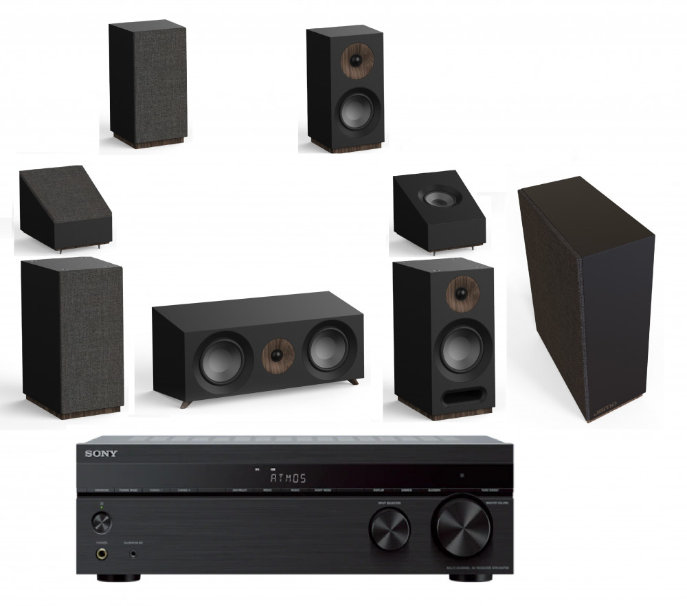 Sony STR inkl 5.1.2 Jamo Dolby Atmos Ljudsystem Svart med svarta Högtalare