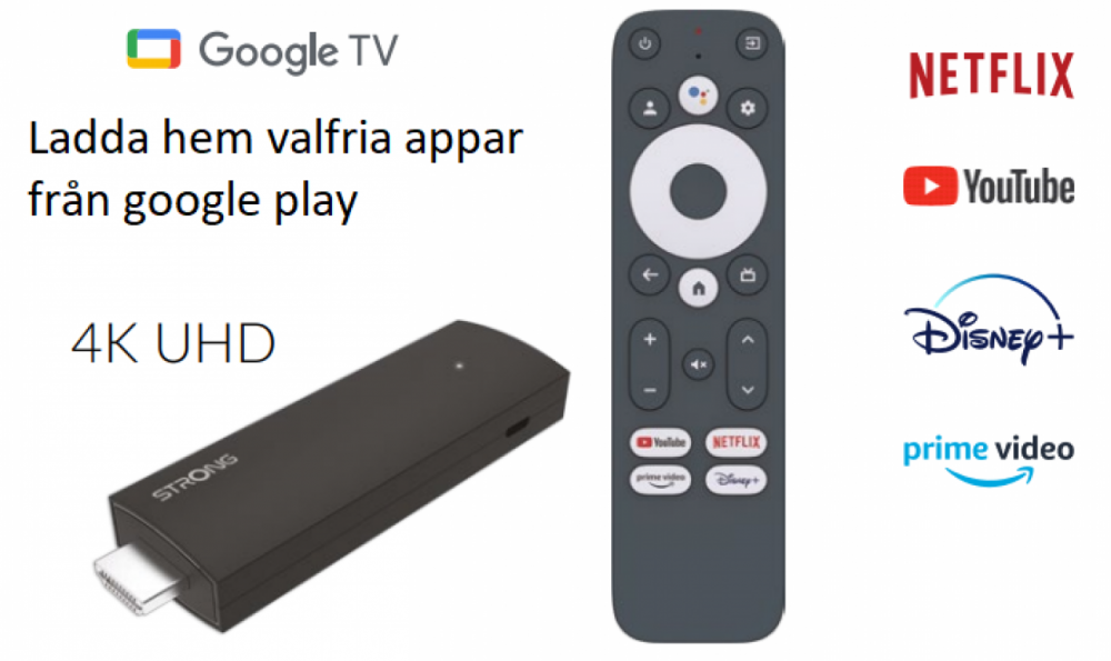 En smule side Humanistisk Strong SRT 41 Android 4K Mottagare - Chromecast - kungstv