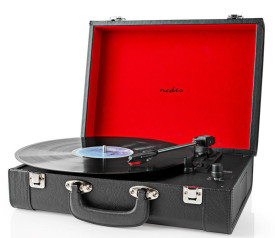 Nedis Vinylspelare - Bärbar,laddbar,högtalare integrerade hos Kungstv.se