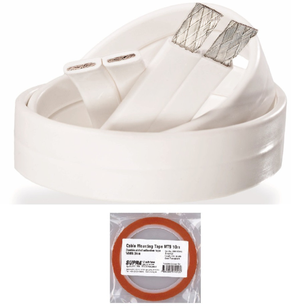 Supra Flat 1.6mm 10 meter Högtalarkabel inkl fästtejp hos Kungstv.se