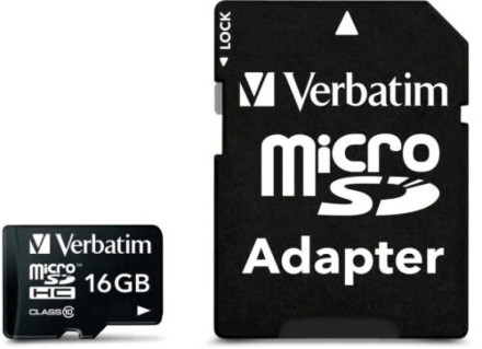 16GB Micro SDHC class 10 med Adapter