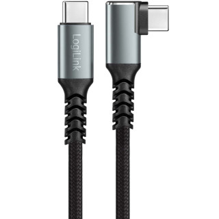 Logilink USB-C till USB-C kabel 0.5m Flätad 4K-100 watt, vinklad kontakt hos Kungstv.se
