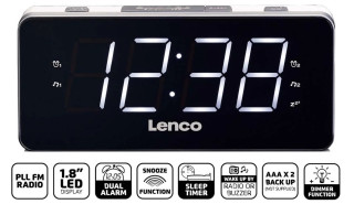 Lenco CR-18 vit Klockradio hos Kungstv.se